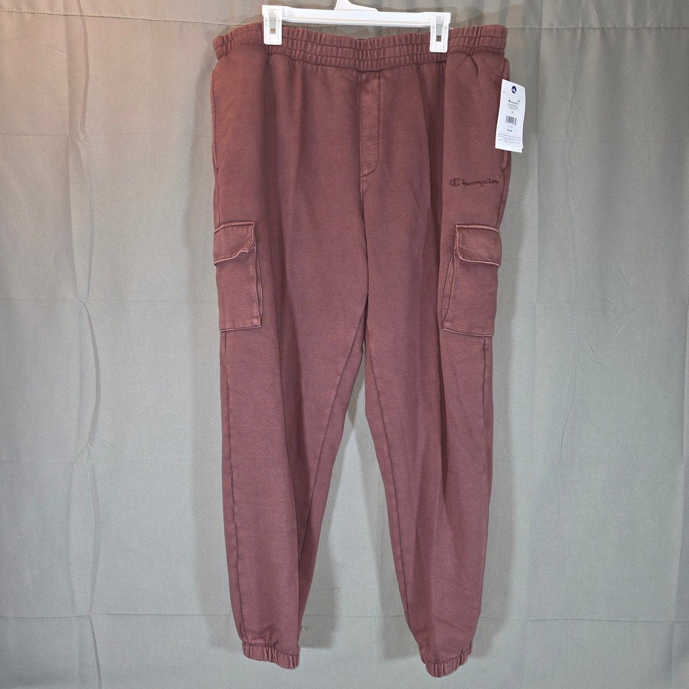 Champion Voluminous Cargo Pants Medium Ruby Red Fleece Joggers CPW253P 1X NEW